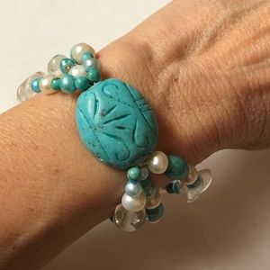 CGI Bracelet Turquoise Pearl Howlite & Quartz? 7.5